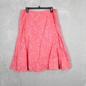 LaVie Boheme Skirt Womens 14 Pink Embroidered Floral A Line Cotton Boho Zip